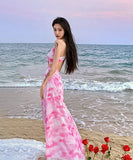 サンドレス 海辺 旅 バックレス ロマンティック風 セクシー XH2-XD136