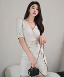 Vネック  ミニドレス キャバドレス  高級感  披露宴 新作  LT2-ZED880683E49