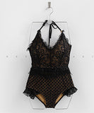 2色 ビキニ セクシー ホルターネック  水着 モノキニ 海辺 レース　XH7-XYX-JMLS