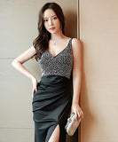 キラキラ ロングドレス ゴージャス 着痩せ  高級感 二次会 披露宴 LT2-WYSS30081