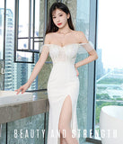 チューブトップ   ロングドレス  キャバドレス  透視感  谷間魅せ  セクシー  高級感  LT2-XYD2255