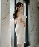 ミニドレス パーティードレス かわいい レース リボン 清楚感 宴会 結婚式 MY2-ZED889630BH538