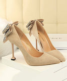 4色 ピカピカ リボン かわいい 脚長効果 人気新作 ハイヒール パンプス MY5-DS17175-8