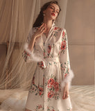 バラ  羽毛 パジャマコート  セクシー   ルームウェア  新作  高級感  LT8-GR19279