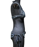 セクシー 水着 デニム ビキニ ホルターネック アップバンド ストレッチ XH7‐HY071