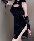 【2点セット】ハロウィン チャイナコスプレ セクシー 肌見せ サイド編み上げ えちえち XH2-LQE-A8086BF05