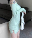 キャバドレス ニットワンピース 秋新作 セクシー 姉 透かし彫り XH2-LQE902