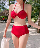 2色選択 プリーツ 脚長効果 ホルターネック ビキニ セクシー XH7-DP-A19954