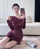 秋新作 不規則 セクシー タイトドレス 姉 高級感 おしゃれ XH2-LQE1065H418T