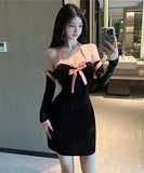 エロかわいい キャバドレス リボン ホルターネック 谷間魅せ XH2-18YX0912