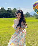 花柄 ロングドレス チュール 仙女風 レトロ調 ゴージャスXH2-HR9511