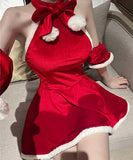 ふわふわ santababy クリスマ ホルターネック セクシー コスプレ かわいい サンタ XH2-SBYX0905