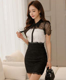 同伴 着回し かわいい レース 刺繡 ミニドレス レディース MY2090-ZED88904NVC415