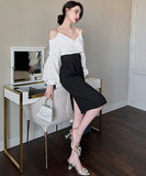 ホルターネック 膝丈ドレス 高級感  着瘦せ  宴会  パーティー用  LT2-JY10051