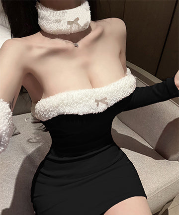 【2色】クリスマ コスプレ ベアトップ セクシー かわいい サンタ服 XH2-SBYX0897