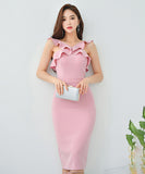 かわいい ピンク フリル キャバドレス セクシー 宴会 XH2-ZED880181E49