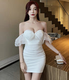 チュール  キャバドレス ミニドレス  可愛い 体型カバー  脚長効果  新作 LT2-YM8706