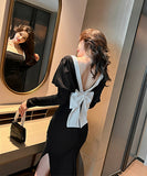 エレガント 可愛い リボン バックレース セクシー 淑女 セレブ風 Party ロマンティック XH2-JY6047