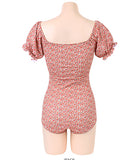 水着花柄セクシーパフスリーブモノキニビキニ夏露出控えXH7-XYX2769