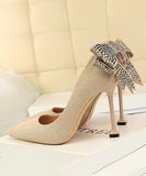 4色 ピカピカ リボン かわいい 脚長効果 人気新作 ハイヒール パンプス MY5-DS17175-8