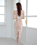 膝丈ドレス レース 淑やか 韓国スタイル 高級感 XH2-ZED880213E49