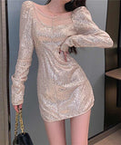 キラキラ キャバドレス 秋新作 ナイトクラブ Party 指名 肌見せ ピカピカ ゴージャス XH2-LQE2010K55