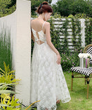 サンドレス セクシー 海辺花火 レース バックレス 旅行 かわいいXH2-QJ5872