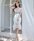 【2点セット】花柄 胸元フリル 大人可愛い セクシー XH2-ZED885112GT525