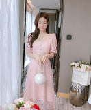 【即日発送可能】仙女風 レース 膝丈ドレス 淑やか 大人可愛い ダイヤモンド XH2-PDD-JSSD