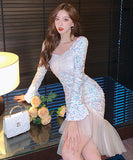 2色  キラキラ  膝丈ドレス  チュール  高級感  二次会  披露宴  LT2-LQE5954GT528