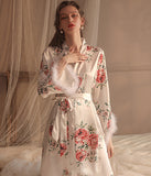 バラ  羽毛 パジャマコート  セクシー   ルームウェア  新作  高級感  LT8-GR19279