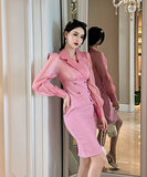 エレガント セレブ風 キャバスーツ セクシー 通勤 パッチワーク OL 淑女 XH2-JY20185