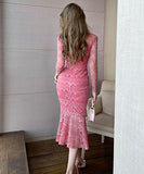 ロングドレス  レース セクシー  高品質  着瘦せ 宴会 二次会  LT2-JY20020