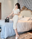 高級感 オフショルダー 水玉 可愛い 宴会 エレガント XH2-JY5920