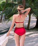 2色選択 プリーツ 脚長効果 ホルターネック ビキニ セクシー XH7-DP-A19954