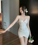 2色 キラキラ 肌見せ セクシー レディー ミニドレス キャバドレス 着瘦せ MY2152-MLS5730