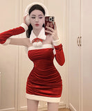 コスプレ サンタ服 ミニドレス キャバドレス  かわいい ふわふわ LT2-MLS7615