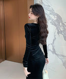 【2色】セクシー 秋新作 ロングドレス 宴会 谷間魅せ エレガント スリット 姉 XH2-LQE7987H425