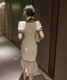 ドレス おしゃれ 気質 披露宴 マーメイド スカート 同伴 パッチワーク XH2-JY1975