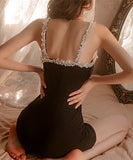 セクシー ルームウェア  レース パジャマ  リボン 肌見せ XH8-GR1305