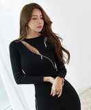 キャバドレス ニットワンピース セクシー 指名 谷間魅せ 袖付き 新作 XH2-ZED888999BM131