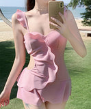 水着 可愛い モノキニ フリル 非対称 透かし彫り セクシー 海辺花火 XH7-DP- A29644