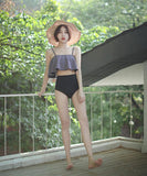 フリル チェック柄 かわいい 水着 ビキニ タンキニ モノキニ 新作 海辺 MY7-KSD