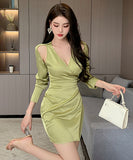 春新作 Ⅴネック 谷間魅せ セクシー 指名 キャバドレス ミニドレス XH2-ZED889525GT347