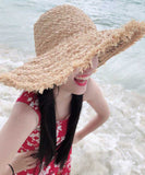 レディース 麦わら帽子UVカット小顔効果天然素材 通気性 涼しい 女性 ストローハット インスタ 話題XH9-LYYH005