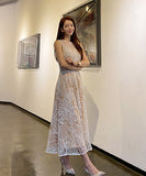 花柄 刺繡 ロングドレス セレブ 気質 チュール XH2-ZED887063E