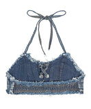 デニムビキニ セクシー 超人気 ホルターネック ストレッチ アップバンド XH7-HY650