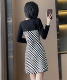 碁盤柄 キャバドレス  ニットワンピース 秋新作 セクシー 姉 着痩せ 高品質 LT2-XC- 8815#