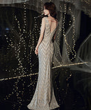 華奢感 ナイトドレス キラキラ パーティー Ⅴネック 谷間魅せ 演奏会 ロングドレス XH2-YFTK1125