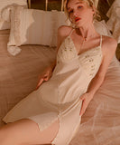 セクシー パット付き ルームウェア 花柄高級感 パジャマ エロかわいい （ドレスのみ）XH8-GR-p2754